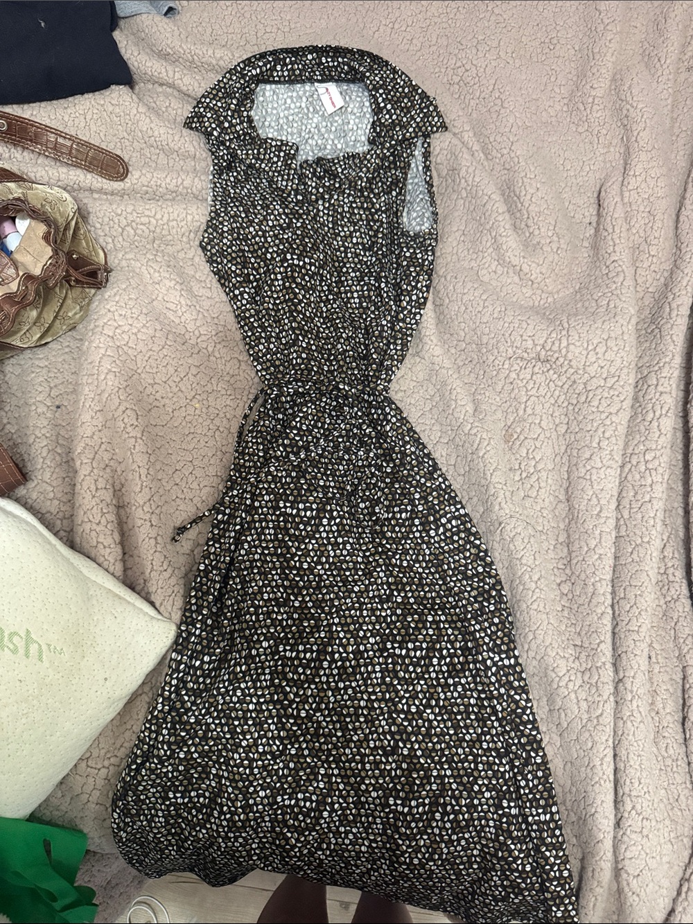 Sleeveless Black Floral Collared Midi Dress